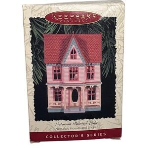 Hallmark Pink Victorian Painted Lady Nostalgic House 1996 christmas ornament